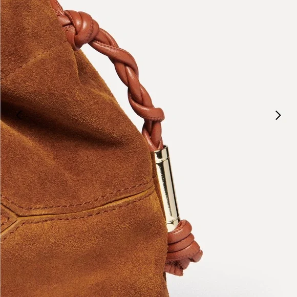 ba&sh Tan Suede Ruched Crossbody Bag - Picture 2 of 5